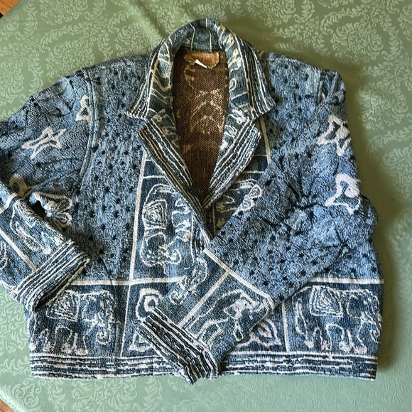 Vintage 80’s/90’s Painted Pony Tapestry Jacket Cardigan elephants flowers 🐘